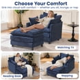 thumbnail image 4 of Accent Chair with Ottoman, Legahome 40"Wide Oversized Chenille Upholstered Lounge Chair, Comfy Reading Armchair with 3 Pillows, Barrel Chair Reading Chair for Living Room Bedroom, Blue, 4 of 10