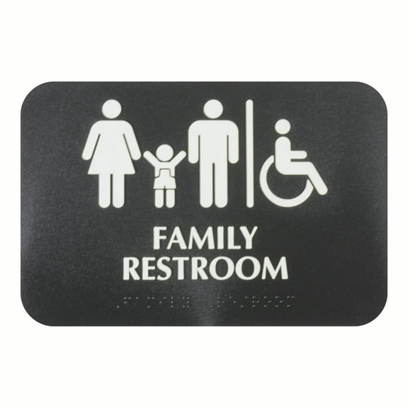 Excellante 9" x 6" information sign with braille, family restroom, comes in each