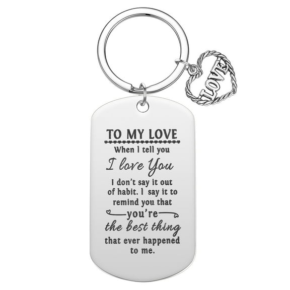 TO MY LOVE Couple Birthday Keyring Valentine's Day Creative Soulmate Ornaments Key Chain Stainless Steel Heart Keychain