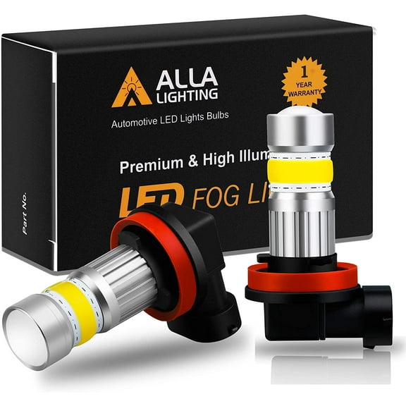 Alla Lighting Xtreme Super Bright H11 LED Bulbs Fog Light 2800lm High Illumination COB-72 LED H11 Bulb H8 H16 H11 Fog Lights Lamp Replacement - 8000K Ice Blue