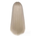 thumbnail image 2 of Long Straight White Blonde Wig, Synthetic Yarn, Natural Look, for Girl Group Style, Parties & Daily Use, Lightweight & Adjustable, 2 of 6