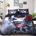 thumbnail image 2 of Juego de cama tamaño queen de 3 piezas con estampado de calaveras y funda de edredón y fundas de almohada 100 % poliéster, 2 of 7