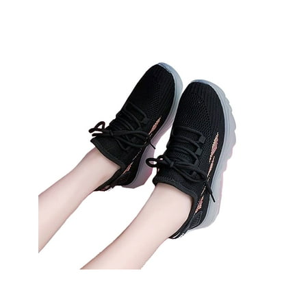 

Wazshop Ladies Sneakers Fitness Workout Running Shoe Sport Athletic Shoes Fashion Breathable Trainers Women Lace Up Non-Slip Black 7
