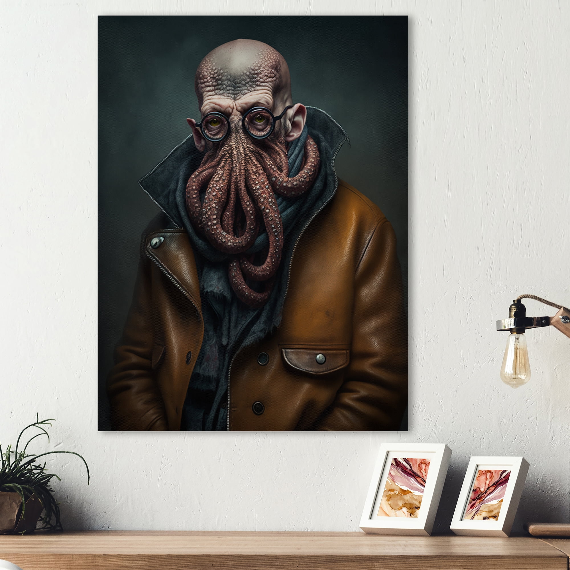 Designart Anthropomorphic Of Octopus Portrait II Canvas Wall Art