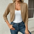 thumbnail image 3 of DIOAZUD Women's Cropped Open Front Cardigan 3/4 Sleeve Soft Stretch Knit Blazer Shawl Collar Casual Lightweight Cardigans Khaki S-XXL, 3 of 7
