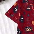 thumbnail image 5 of Bobifish Toddler Girls Halloween Print Sleepwear Sets Short Sleeve Collared Button Down Top&Shorts Nightwear Kids Girls Sets, 5 of 9