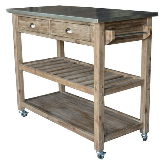 Boraam Industries Sonoma Wire Brush Kitchen Cart Gray New Boraam Industries Sonoma Wire Brush Kitchen Cart Gray New