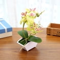 thumbnail image 3 of Flor de seda artificial de doble punta phalaenopsis maceta falsa decoración de paisaje planta artificial planta verde en maceta, 3 of 5