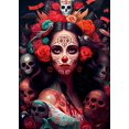 thumbnail image 1 of Pintura de diamantes 5D de Calavera, mujer, flor, regalo de Halloween, bordado de diamantes completo, imágenes de mosaico de diamantes de imitación, decoración del hogar, artes, 1 of 4