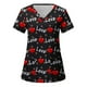 thumbnail image 3 of Blusa Pntutb para mujer, uniforme de mujer, ropa de trabajo, estampado, cuello en V, manga corta, tops con bolsillo Pntutb Pntutb-5846, 3 of 5
