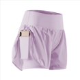 thumbnail image 1 of Pantalones Cortos de Cintura Alta para Mujer, Ideales para Correr, Hacer Ejercicio en el Gimnasio, con Bolsillos Interiores. Púrpura XL, 1 of 7