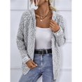 thumbnail image 4 of Women's Long Sleeve Hooded Drawstring Sweater with Zipper Autumn and Winter Cardigan Jacket Gray M, 4 of 9