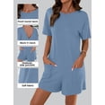 thumbnail image 3 of Anygrew Rompers for Women Casual Short Sleeve Oversized Athletic Workout Reversible Hot Shot Tee Romper Deep Pockets, 3 of 6