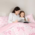 thumbnail image 4 of Erosebridal Cute Daisy Kawaii Bowknot 7-Piece Twin Bedding Sets For Bows Lovers,Kawaii Bowknots Pink Bowtie Bedding Comforter Set,Reversible, 4 of 7