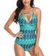 thumbnail image 1 of Traje de baño de una pieza sin espalda, correa transpirable, traje de baño para mujer, traje de baño estampado para playa, piscina, Spa, baño verde XXL, 1 of 7