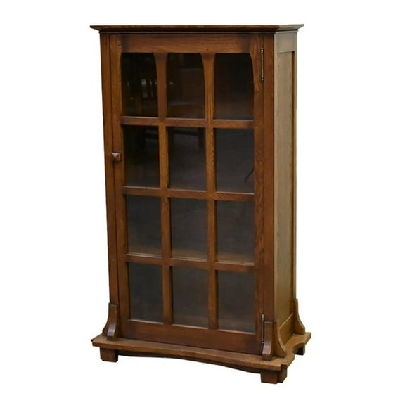 Pemberly Row Arts and Crafts 32.5" Wood Display Bookcase in Walnut