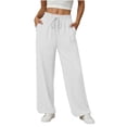 thumbnail image 2 of GUACER Womens Wide Leg Linen Blend Pants High Waist Drawstring Casual Lounge Trousers with Pockets, 2 of 6