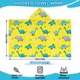 thumbnail image 2 of Yellow Cartoon Dinosaurs Eggs Pattern Hooded Bath Towel，60"x35" for Ages 3 To 12 Kids, Quick Dry Lightweight Soft Microfiber Hood Beach Towel Cover Up for Kids, 2 of 7