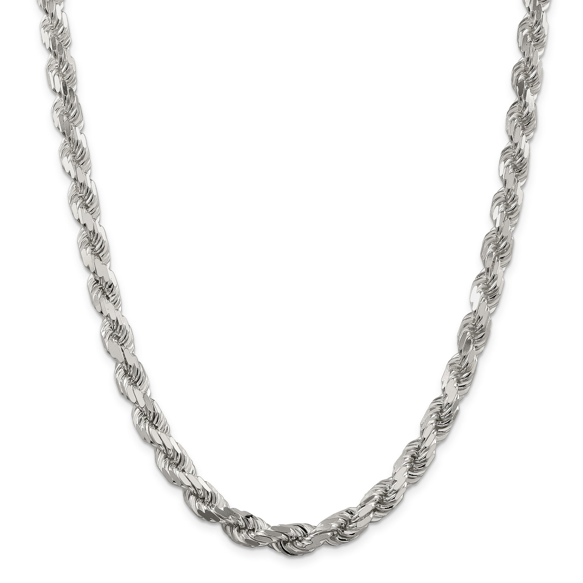 Saris and Things Sterling Silver Unisex 24 Polished Lobster Clasp 1.3 mm Wide Diamond Cut Rope Chain