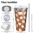thumbnail image 4 of 16oz Tumblers Happy Fall Pumpkins Stainless Steel Vacuum Insulated Double Wall Travel Tumbler Cups Mug with Lid and Straw,Cleaning Brush for Coffee,Tea, 4 of 4