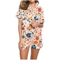 thumbnail image 6 of successthop Matching Pajama Set for Women Shorts Lightweight Floral Short Sleeve Button Down Shirts 2 Piece Shorts Loungewear M Khaki, 6 of 6