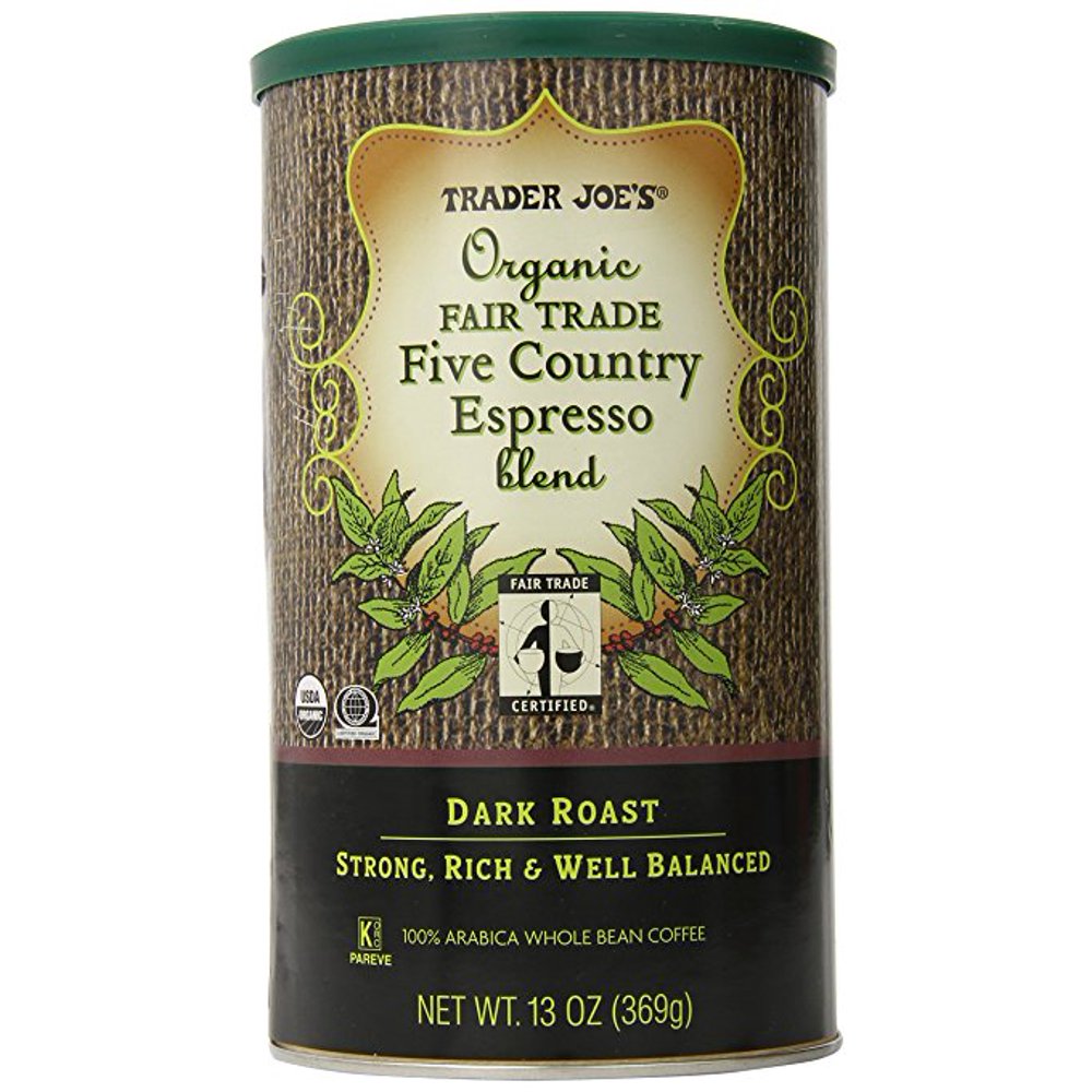 TRADER JOES Organic Fair Trade Five Country Espresso Blend 100 Arabica