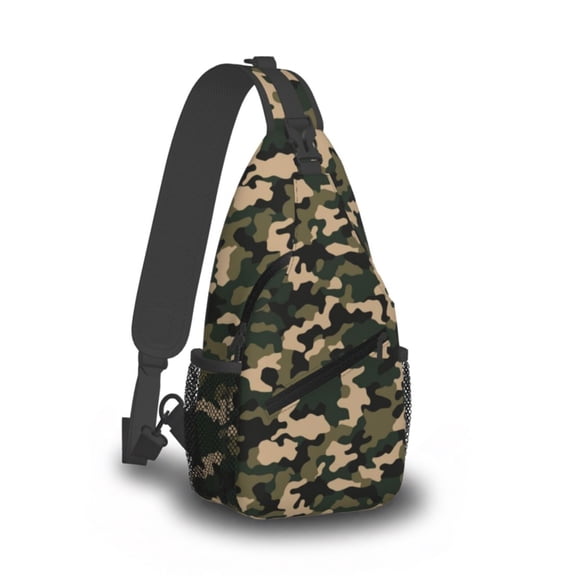 Camouflage Sling Bag for Men Women, Lightweight Crossbody Backpack Chest Bag, Casual Shoulder Daypack with Adjustable Reversible Strap for Travel, Hiking, Cycling & Daily Use