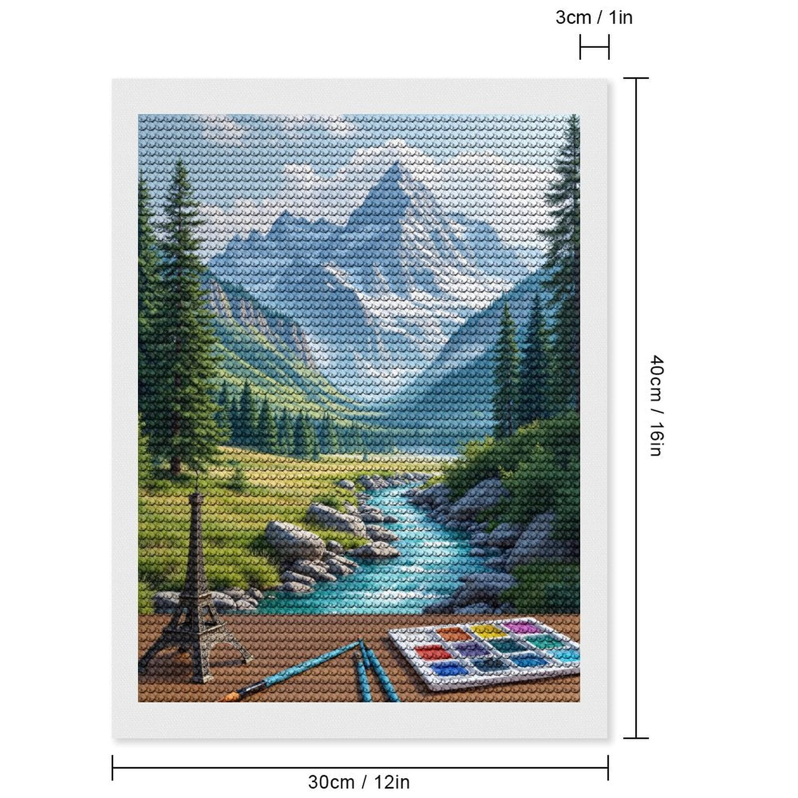Diamond Art Kits for Adults, Eiffel Tower Painting Scenic Mountain Valley 5D Diamond Painting Kits for Adults Beginners, DIY Full Drill Diamond Painting, Gem Art and Crafts 12x16