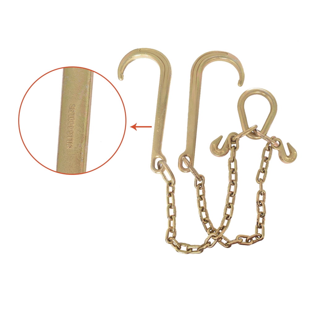 Tow Chain J-hooks V-chain Flatbed Truck Rollback Wrecker Carrier 5/16" X 2' G70