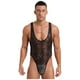 thumbnail image 2 of Body de una pieza con estampado de medias de mariquita para hombre, lencería sexy y sexy, con escote redondo profundo y músculos ajustados, 2 of 5