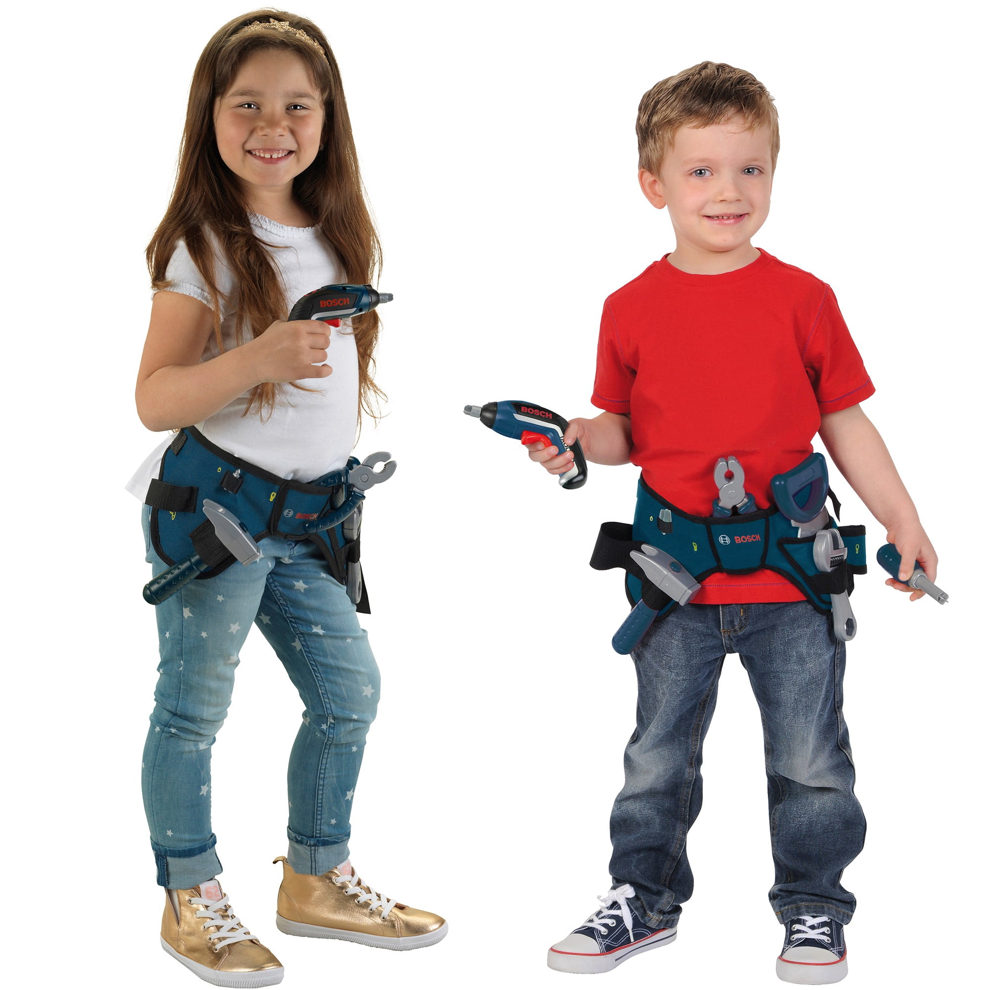 Bosch: Tool Belt 7 Piece Set - Theo Klein, Includes Tool Belt, Ixolino, Hammer, A Pair Of Pliers, Saw, Adjustable Wrench & Screwdriver, Pretend Play Construction Toys, Children 3+