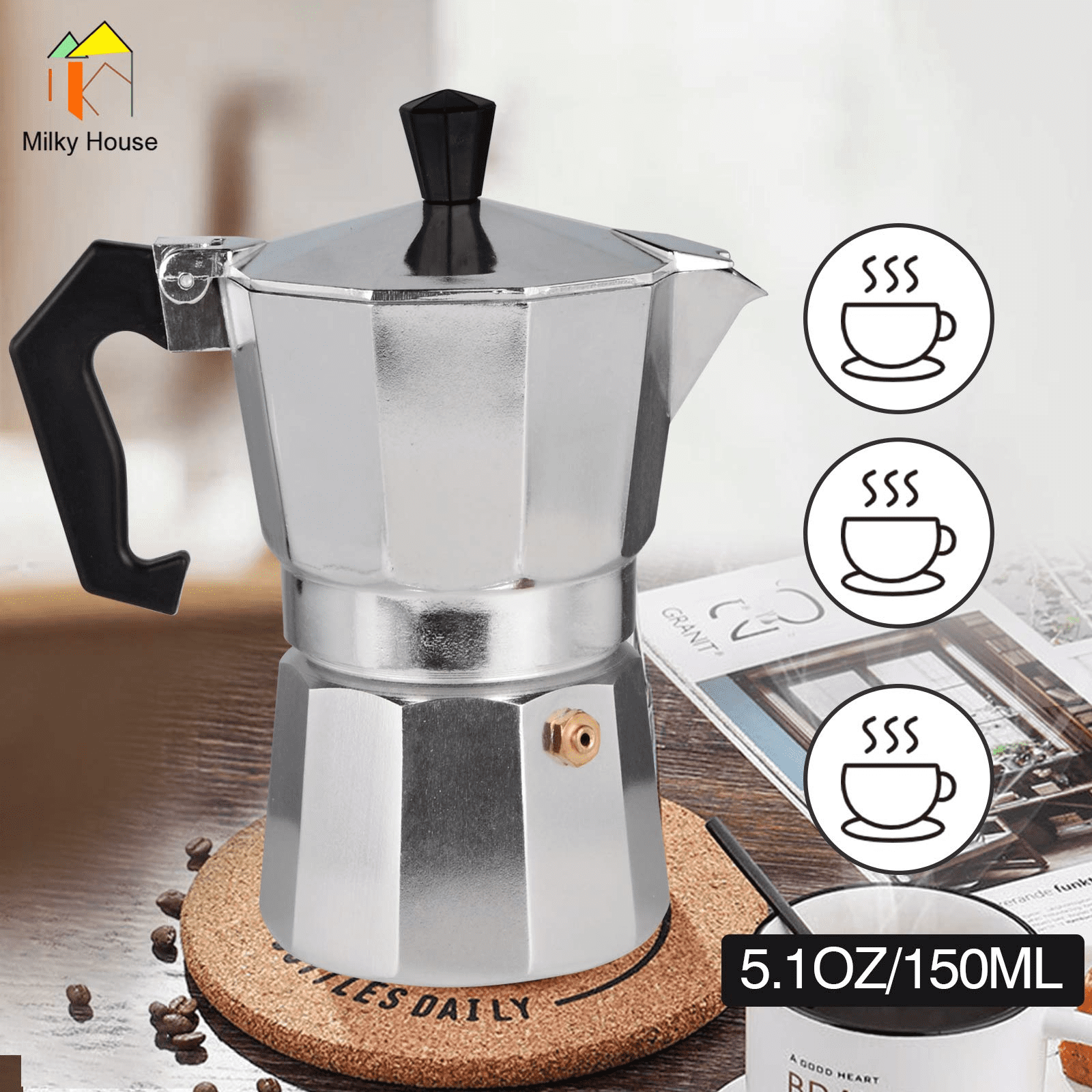 Dropship Stovetop Espresso Maker 3 Cup Moka Pot; Italian Cuban