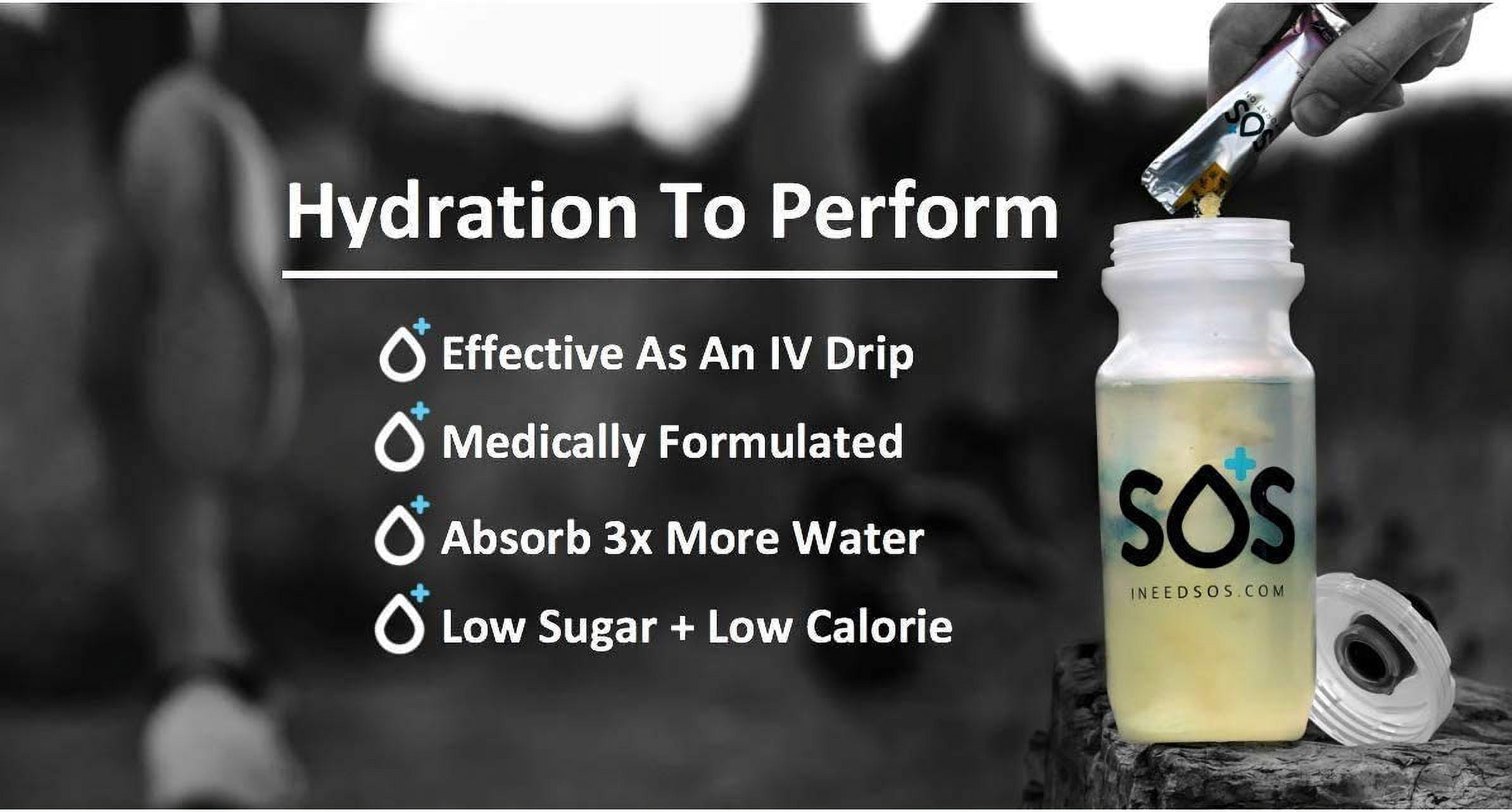 SOS Hydration Electrolyte Powder Packets Drink Mix, Berry Flavor Stick Packet