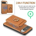 thumbnail image 3 of Removable Magnetic Phone Case for Google Pixel 9a, with Card Slots Holder Ring Kickstand, Compatible with Magsafe 2 in 1 Case, Classic Drop Protective PU Leather Men Women - Winered, 3 of 8