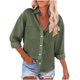 thumbnail image 2 of Camisa holgada de manga larga con cuello en V para mujer, estilo túnica informal con bolsillo, de mezcla de lino suave, ideal para la oficina y el día a día, sopatenor, 2 of 6