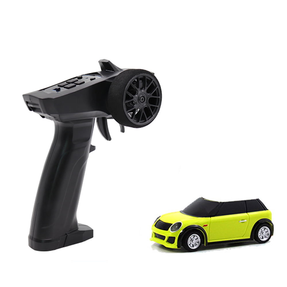 Turbo Ready to Run 1:76 Scale 2.4Ghz Mini RC Car Radio Remote Control with Transmitter Micro Racing Car Toy DIY Car Shell for Boys Kids Gift Green 