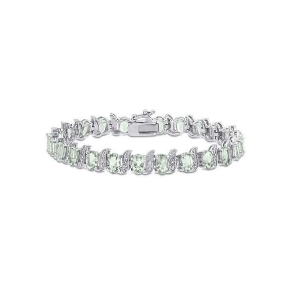9.75 Carat (Ctw) Green Quartz Bracelet in Sterling Silver  (7 inches) for Women