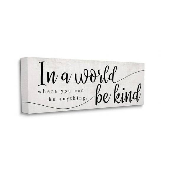 Stupell Industries Be Anything, Be Kind Phrase Whimsical Country Typography Canvas Wall Art, 13 x 30, Design by Daphne Polselli