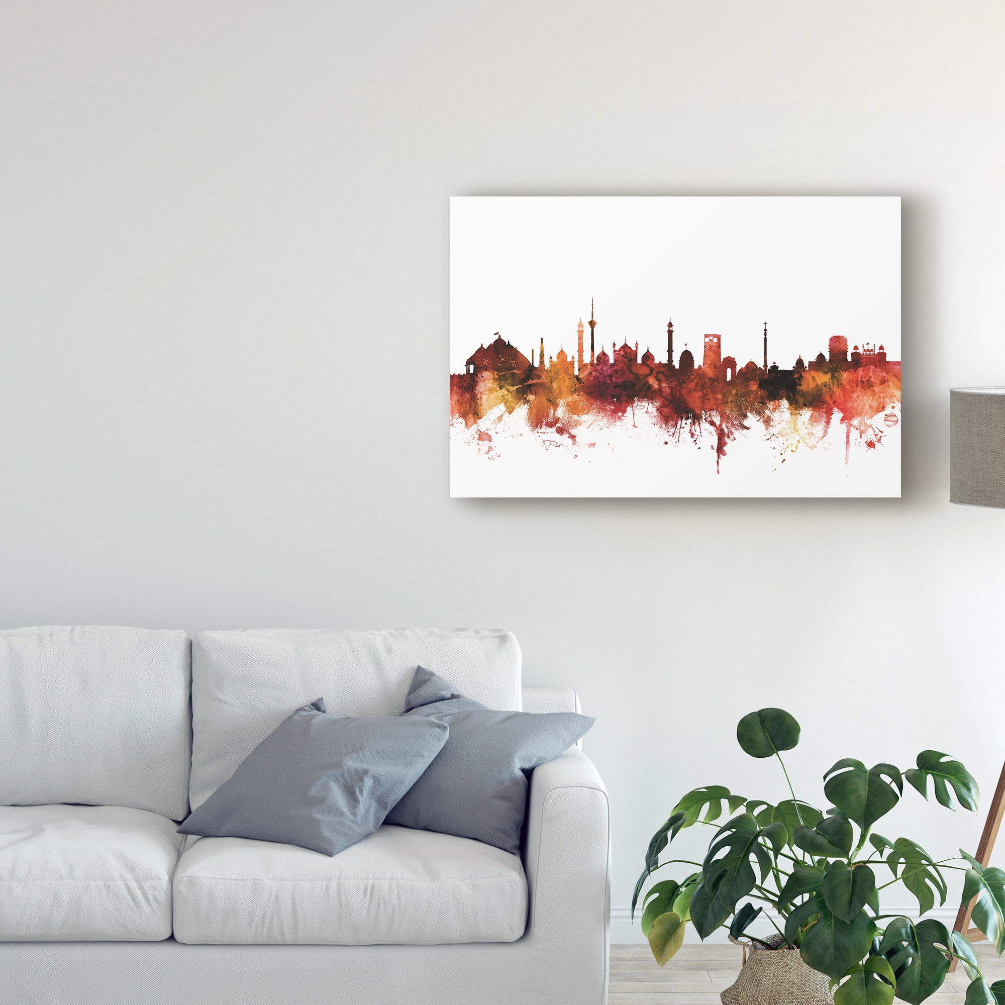 Trademark Fine Art 'New Delhi India Skyline Red' Canvas Art by Michael Tompsett