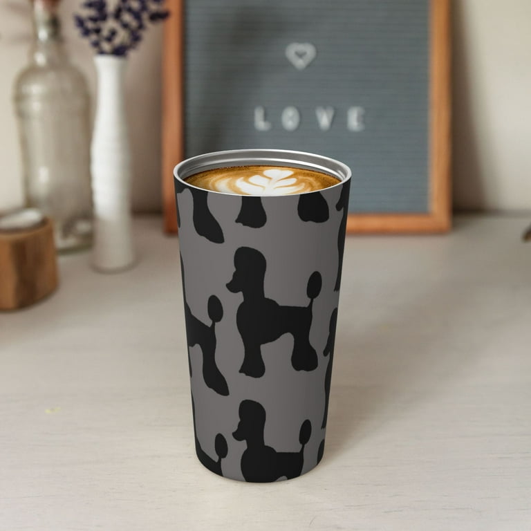 CHICKOR Poodle Tumbler - Black Poodle Travel Mugs For Dog Lovers Dog Print  Cups Dishwasher Safe Tumbler Thermos Cups For Hot And Cold Drinks Dog Print  Pattern Seamless Thermos Tumbler Tumbler Dog