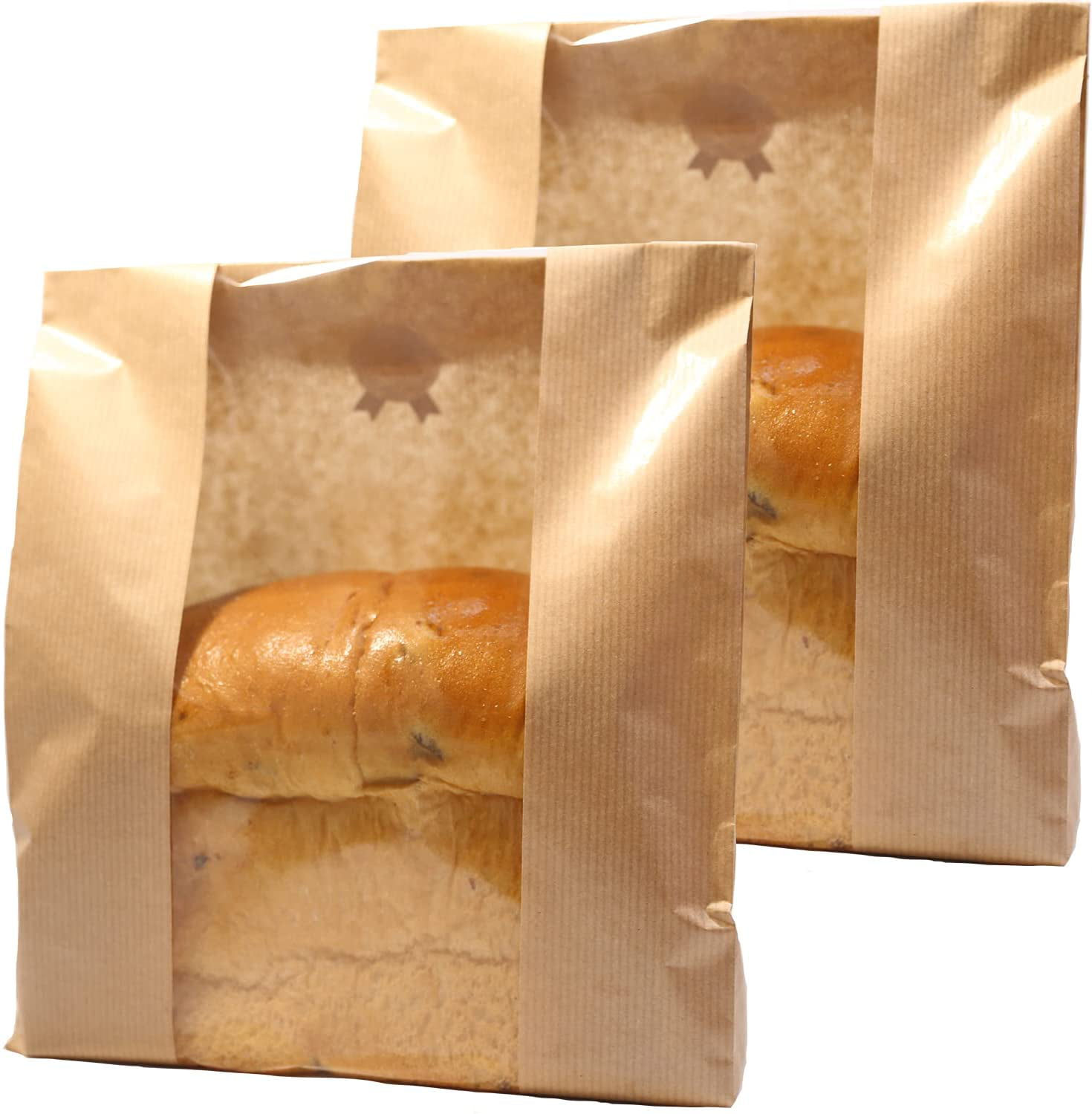 PAPER FOOD BAGS WITH CELLOPHANE BROWN KRAFT BREAD SANDWICH BAKERY LUNCH PACKING 