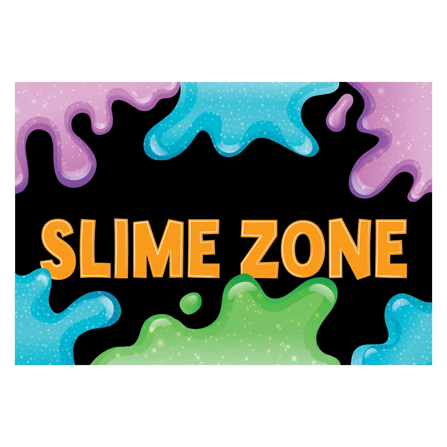 Personalized Planet 27x18 Kids Slime Zone Doormat with Custom Name Printed on Colorful Rectangular 1/8” Thick Non Slip Mat for Kitchen Hallway Deck or Porch