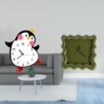 thumbnail image 2 of Precioso reloj de pared cuadrado de madera con diseño de pingüino de dibujos animados, silencioso, preciso y multifuncional, adorno colgante para dorm, 2 of 8
