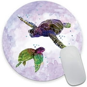 Sea Turtles Round Mouse Pad, Watercolor Animal Pattern Mouse Mats, Waterproof Circular Small Mouse Pads with Designs,