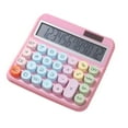 thumbnail image 1 of Mechanical Calculator 12 Digit Large LCD Display Big Round Button 15°Tilt Screen Cute Candy Colored Dual Power Supply Calculator Suitable for Office School Home for Kids Students, 1 of 8