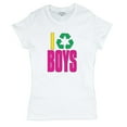 thumbnail image 5 of I Recycle Boys Puff Print T-Shirt Funny Dating App Humor Single Independent Heart Breaker Relationship Women's Tee, 5 of 7