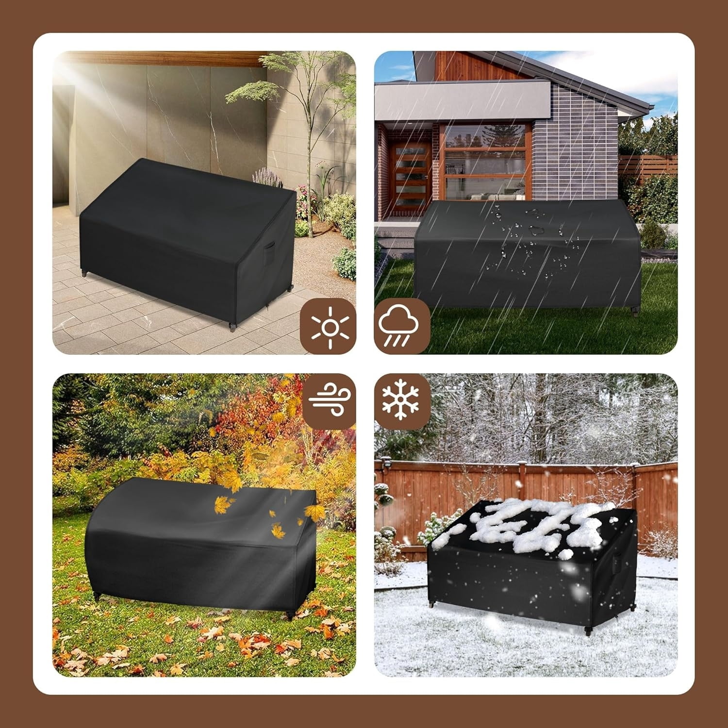 BN-LINK Outdoor Sofa Cover, 420D Waterproof Patio Furniture Covers, Heavy Duty Outdoor Couch Cover, (Black, 79"Wx 37"D x 35"H)