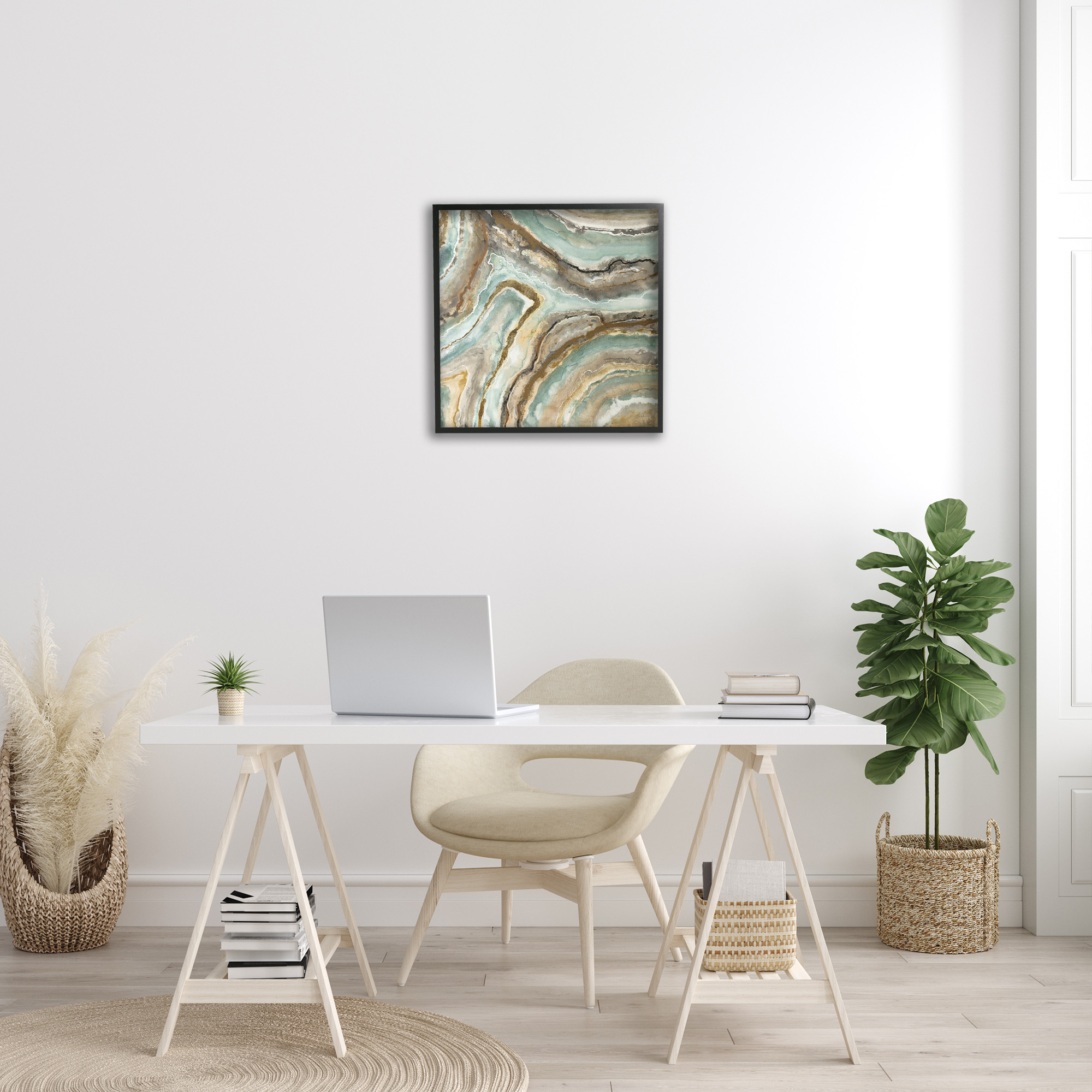Stupell Industries Geode Mineral Pattern Abstract Painting Black Framed Art Print Wall Art, 24 x 24