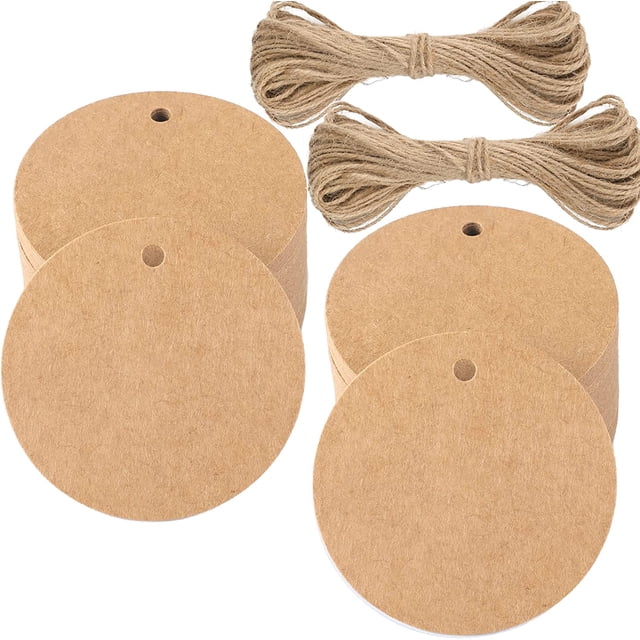 100PCS Etiquetas de papel Kraft Etiqueta de regalo Etiqueta redonda 5.5x5.5cm Etiquetas Kraft Etiquetas de boda con cuerda para favores Navidad Cumpleaños Comunión (Marrón) esquí esquí Gafas de esquí