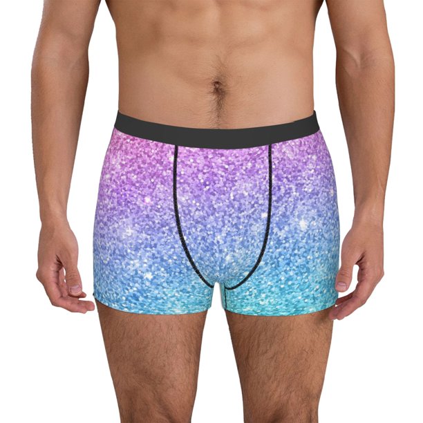 Balery Multicolor Glitter Calzoncillos bóxer para hombre, ropa interior de algodón suave y transpirable con cinturilla de nailon-Medium